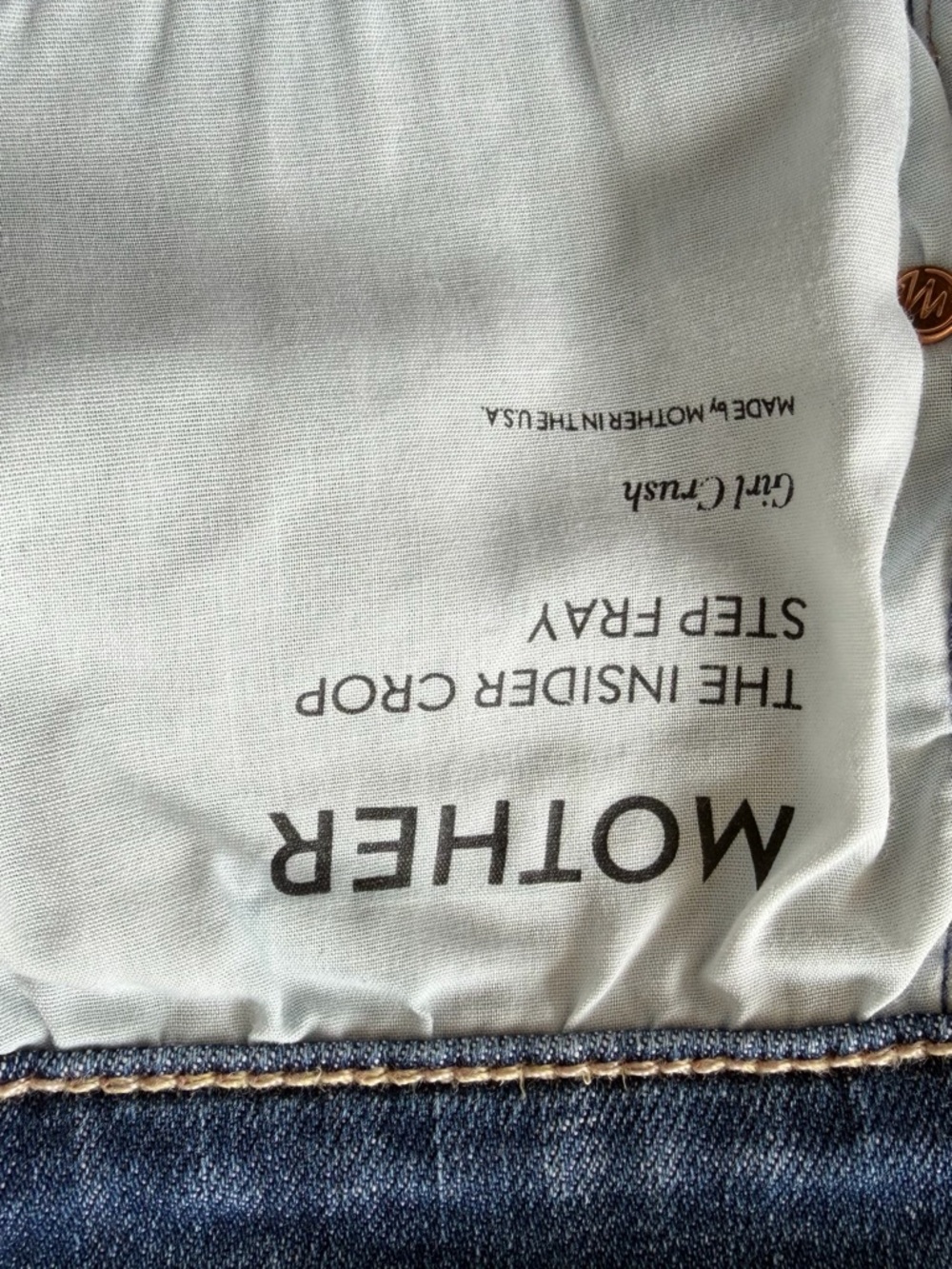 MOTHER Light Blue Cropped Straight Jeans. The Tomcat, distressed - Picture 5 of 6